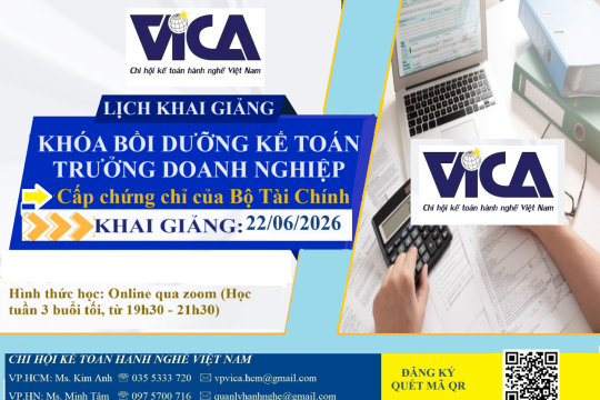 THÔNG BÁO CHIÊU SINH LỚP KẾ TOÁN TRƯỞNG DOANH NGHIỆP - ONLINE KHAI GIẢNG 22/06/2026