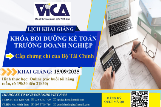 THÔNG BÁO CHIÊU SINH LỚP KẾ TOÁN TRƯỞNG DOANH NGHIỆP - ONLINE KHAI GIẢNG 15/09/2025